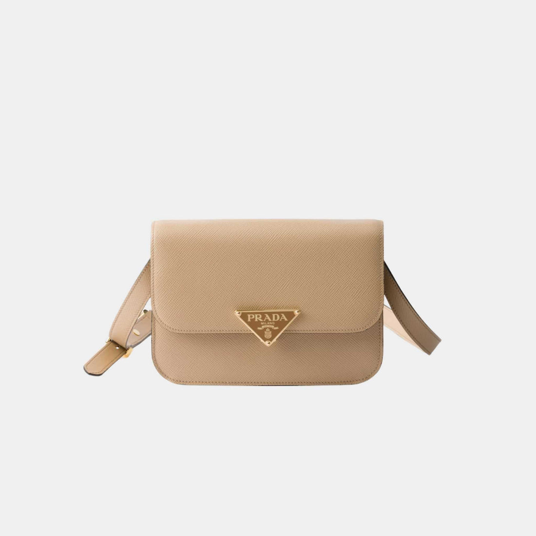 Saffiano Leather Flap Shoulder Bag