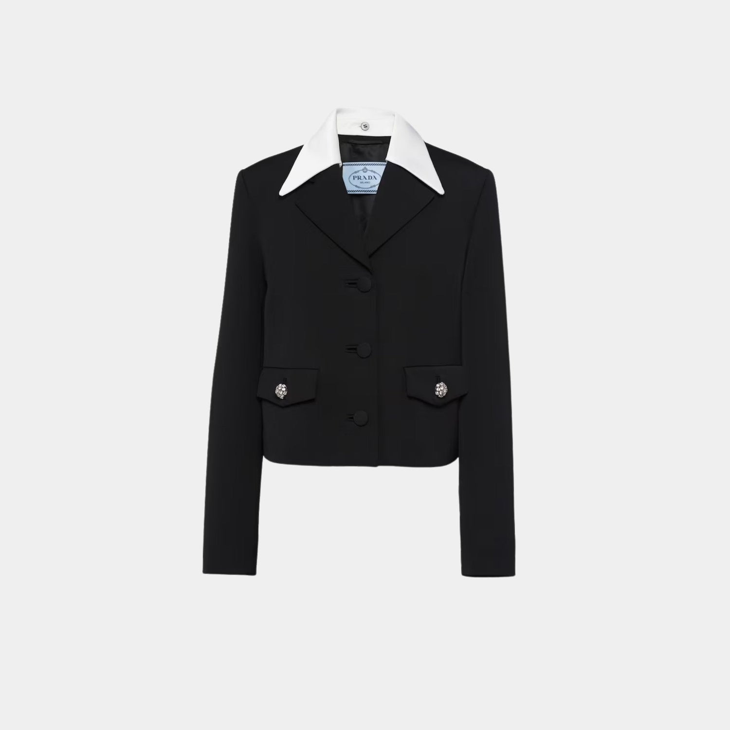 Single-breasted Wool and Satin Jacket