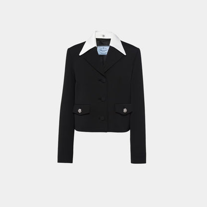 Single-breasted Wool and Satin Jacket