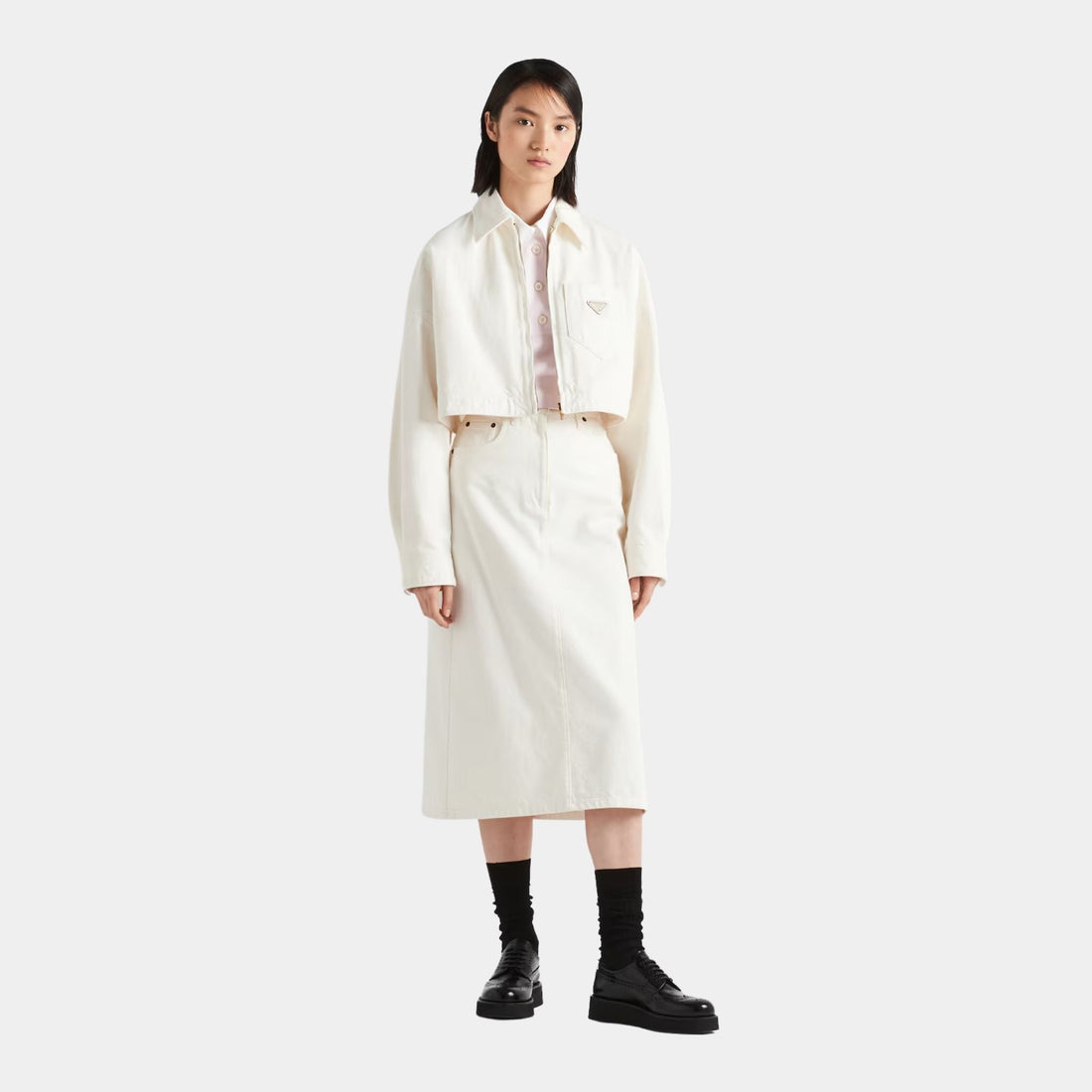 White Denim Blouson Jacket