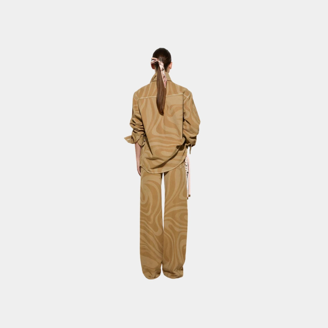 Marmo Print Canvas High Waist Pants