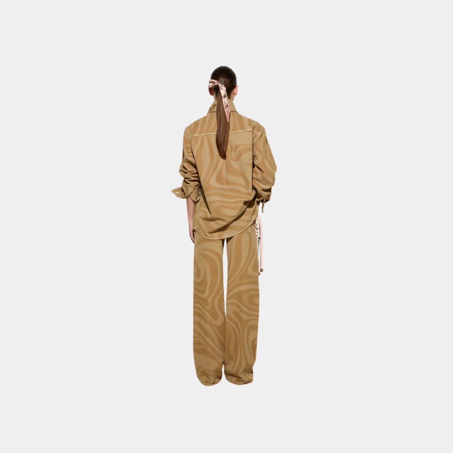 Marmo Print Canvas High Waist Pants