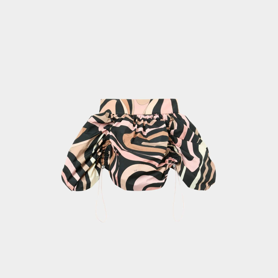 Marmo Print Flouncy Mini Skirt With Embroidered Tie Detail