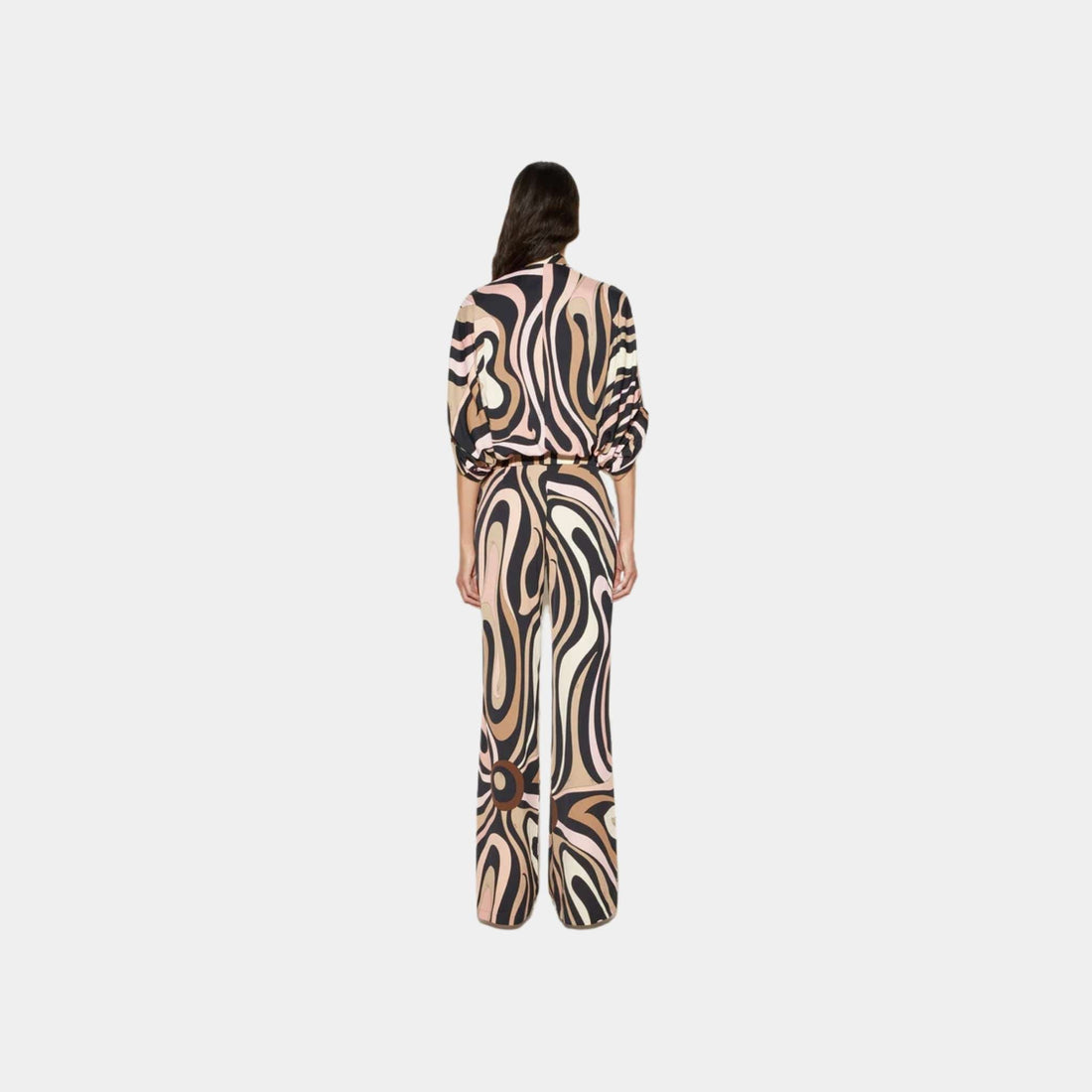 Marmo Print Jumpsuit With Satin Weave And Matte Trim