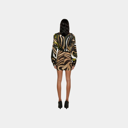 Marmo Print Long Sleeves Mini Dress