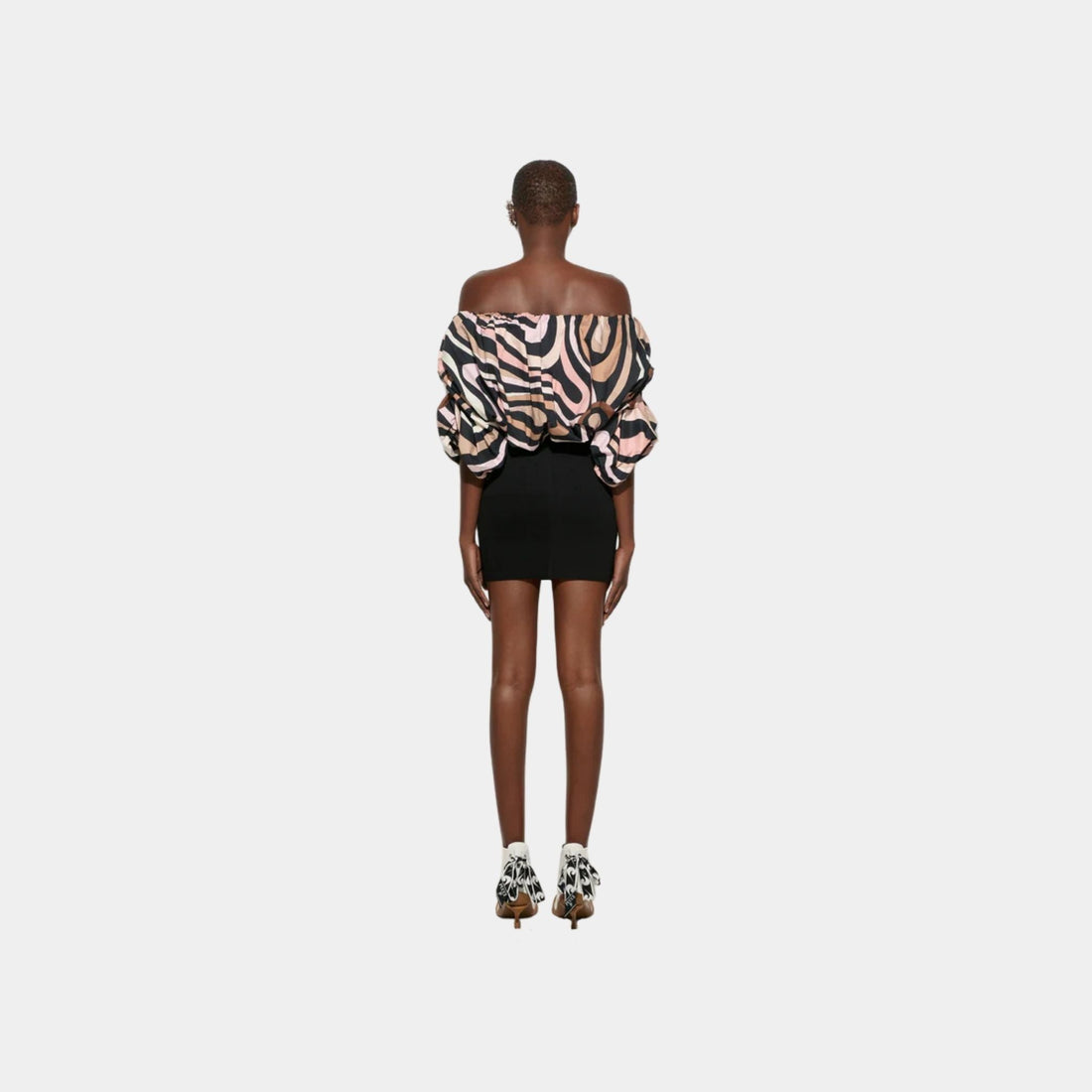 Marmo Print Off The Shoulder Mini Dress
