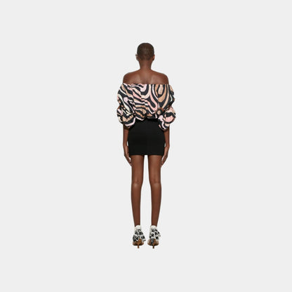 Marmo Print Off The Shoulder Mini Dress