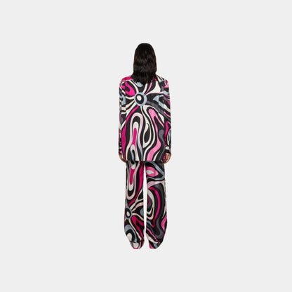 Marmo Print Oversized Fit Silk Shirt