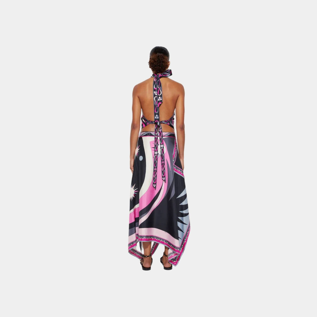 Marmo Print Silk Twill Drop Top