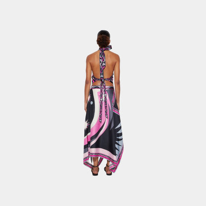 Marmo Print Silk Twill Drop Top