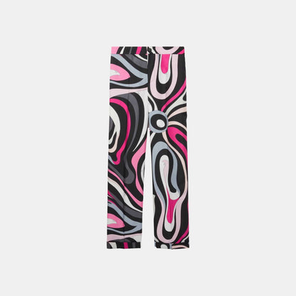 Marmo Print Straight Silk Twill Pants
