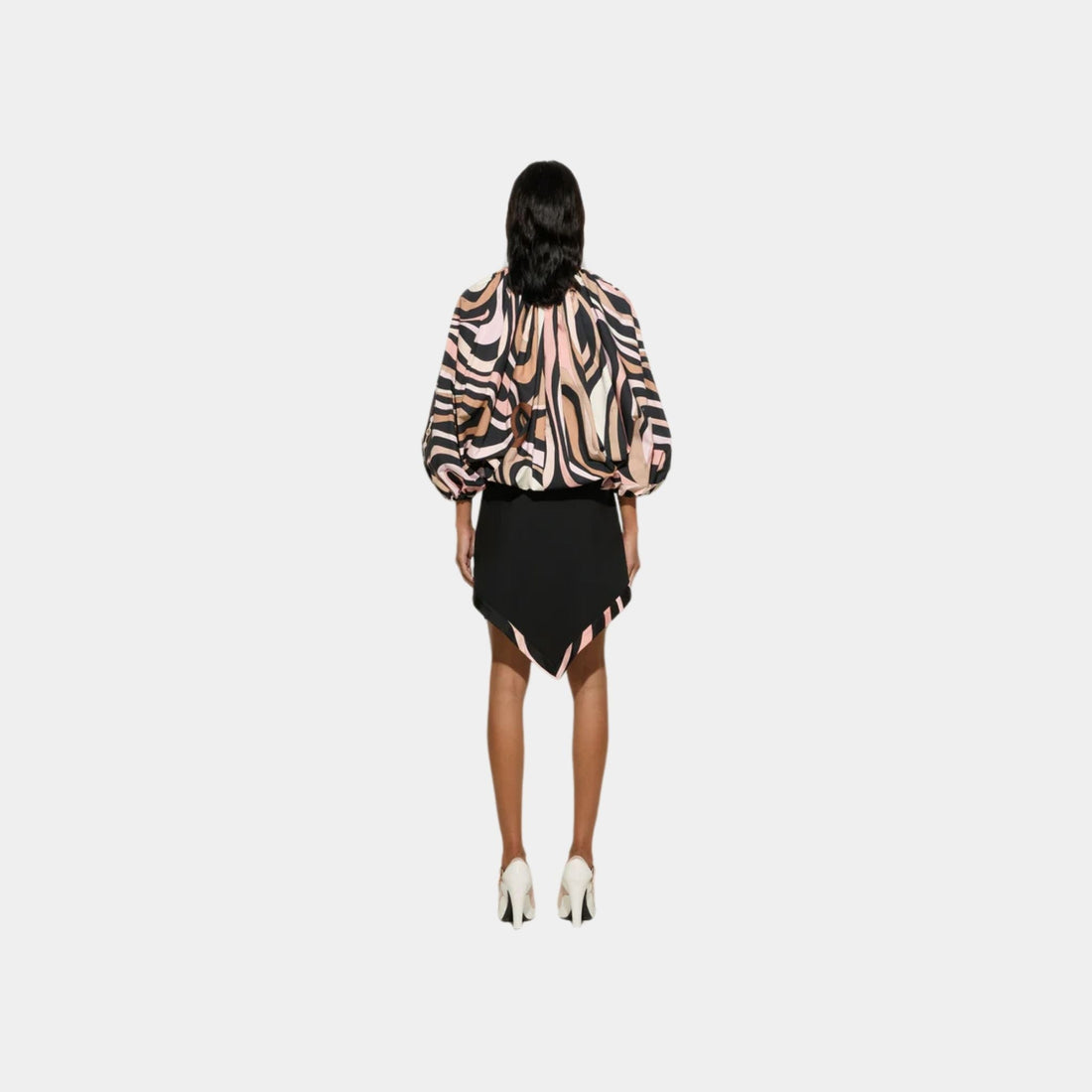 Marmo Print Voluminous Cotton Blouse
