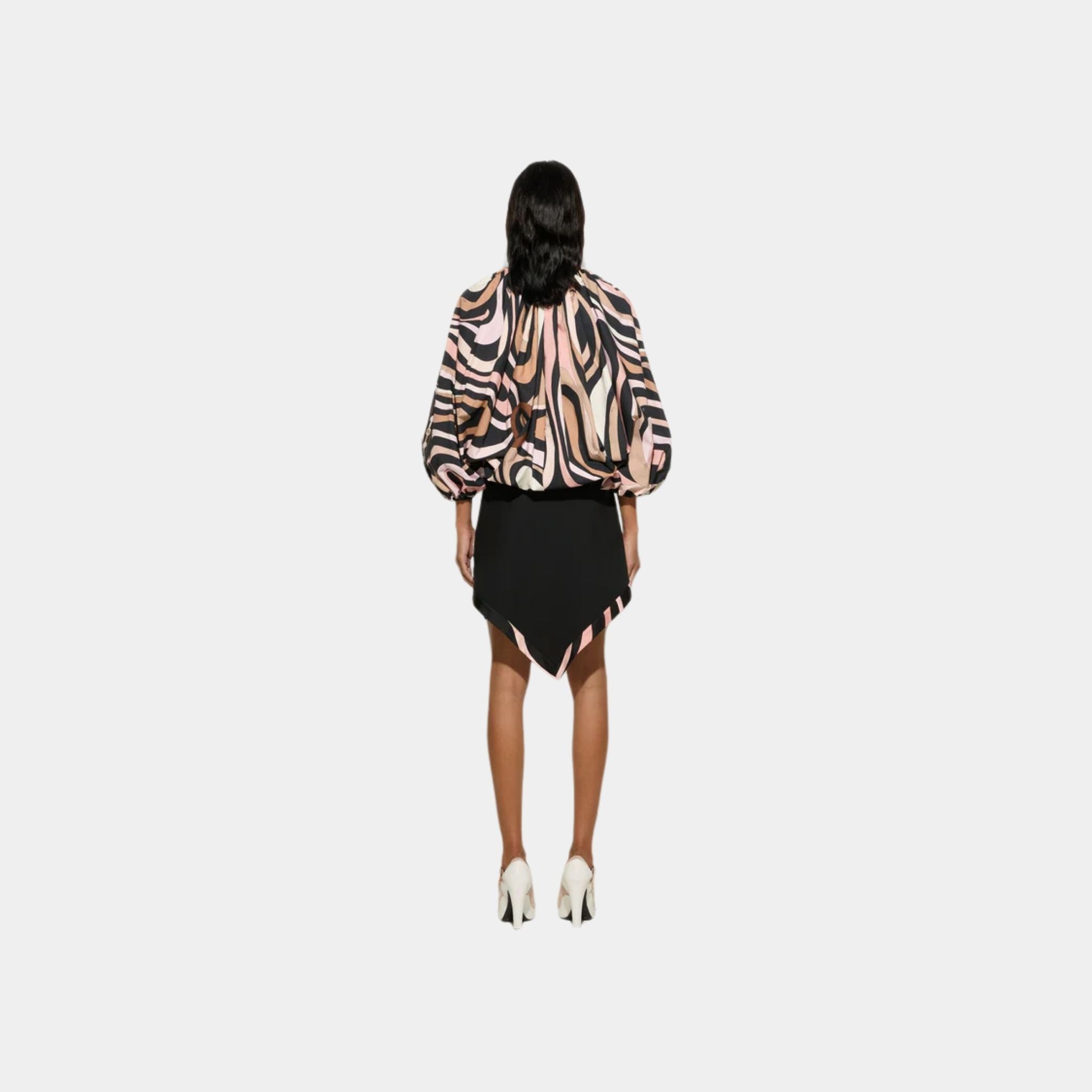 Marmo Print Voluminous Cotton Blouse