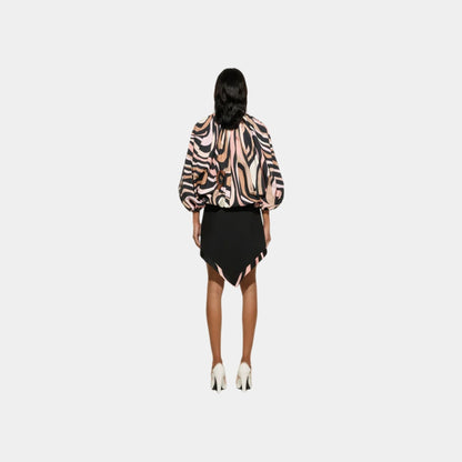 Marmo Print Voluminous Cotton Blouse