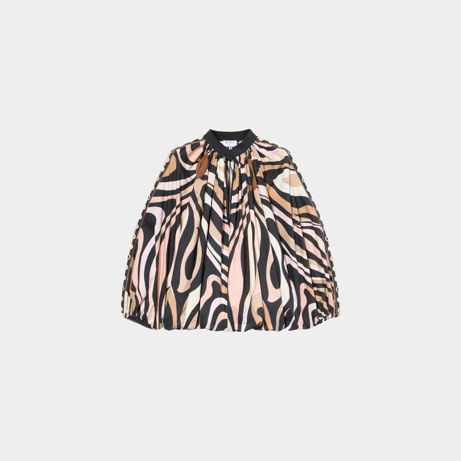 Marmo Print Voluminous Cotton Blouse