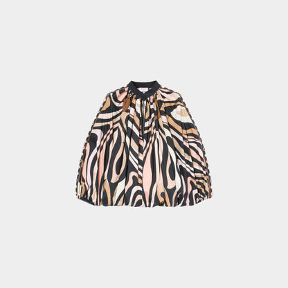 Marmo Print Voluminous Cotton Blouse
