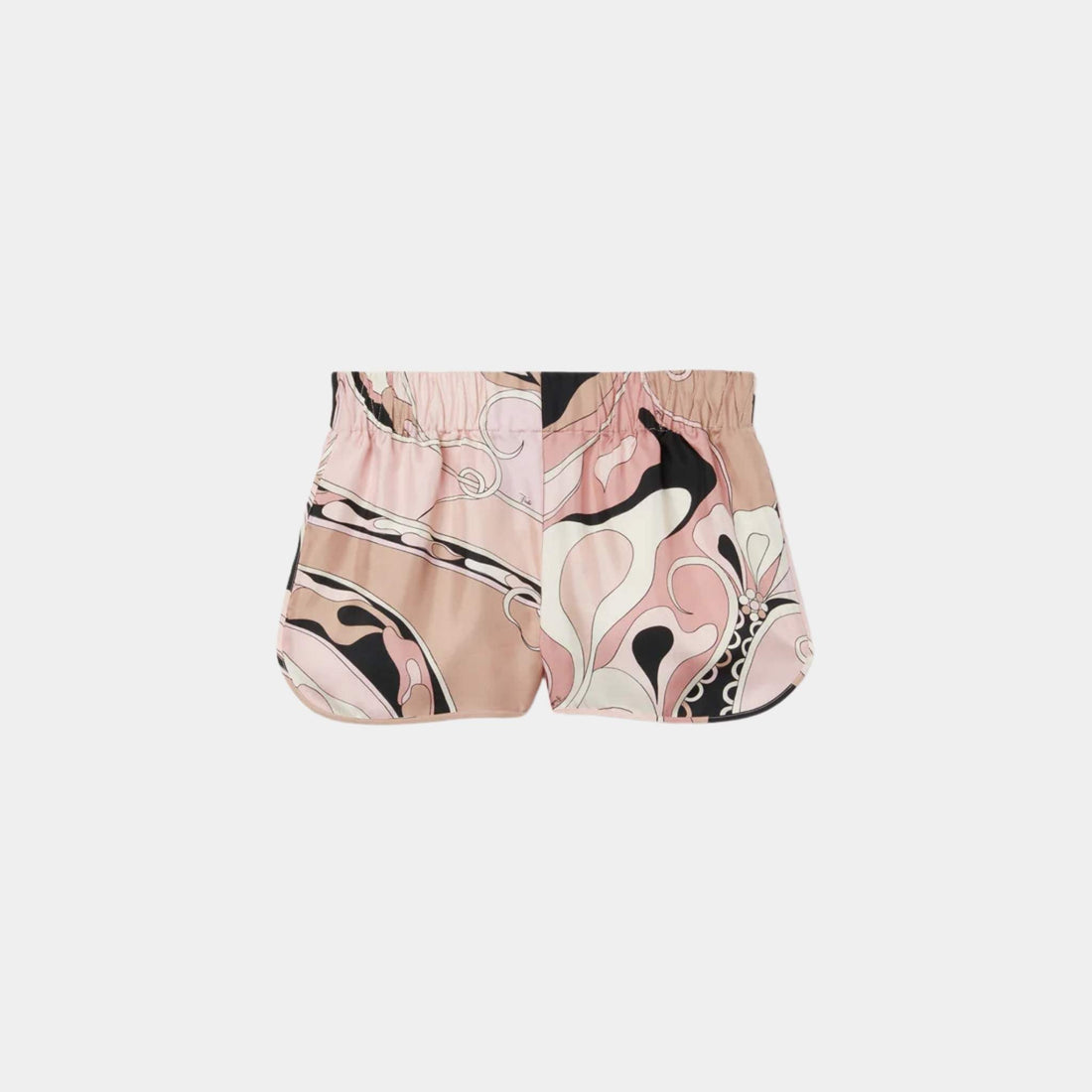 Orchidee Print Silk Twill Shorts With Elasticized Waist