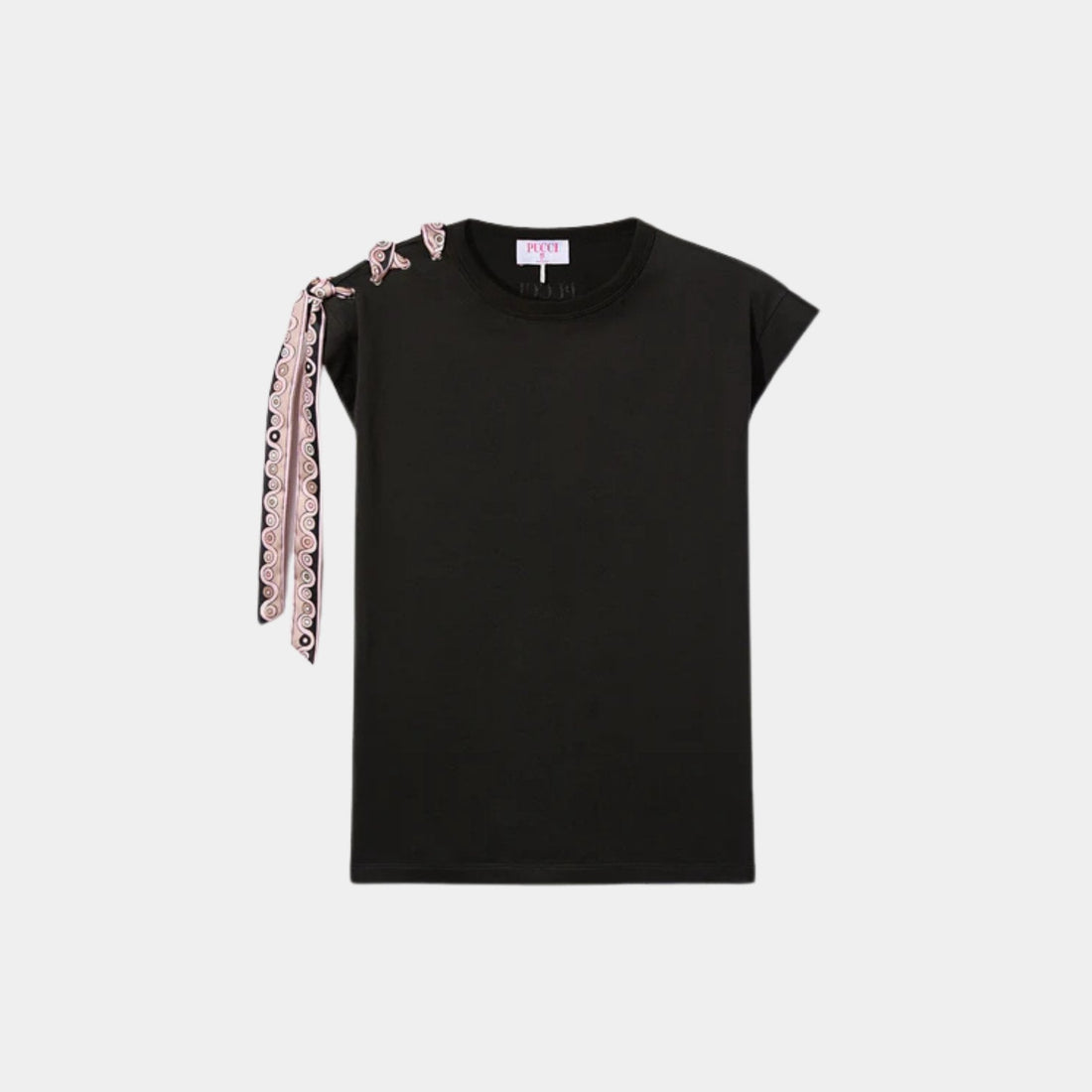 Short Sleeve Cotton T-Shirt With Printed Drawstring