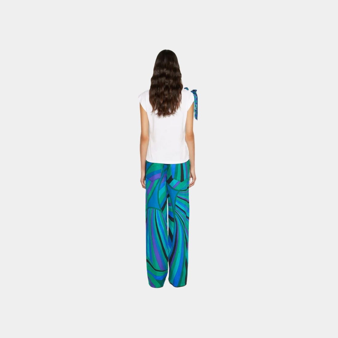 Short Sleeve Cotton T-Shirt With Printed Drawstring