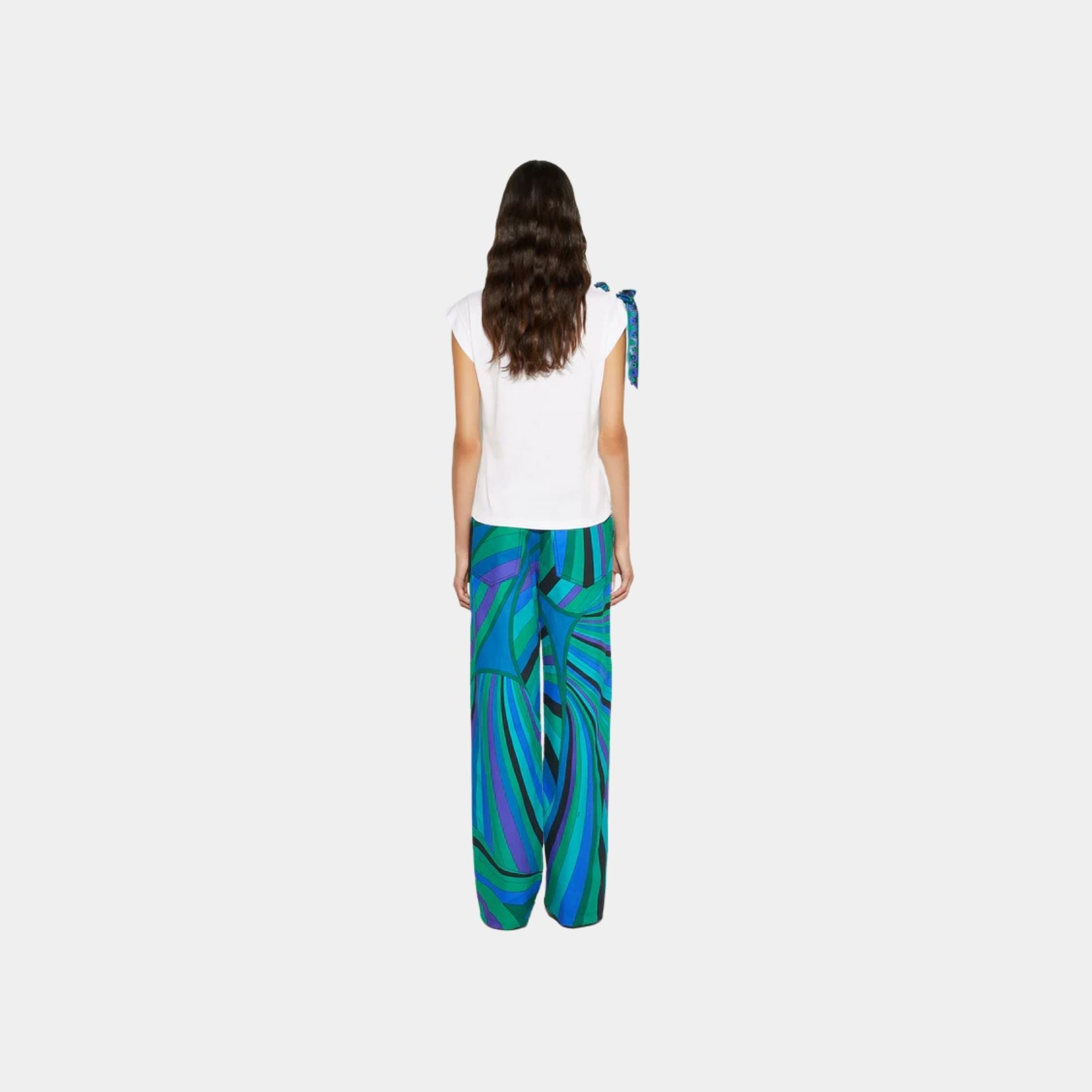 Short Sleeve Cotton T-Shirt With Printed Drawstring