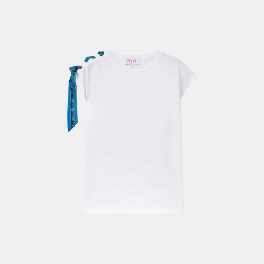 Short Sleeve Cotton T-Shirt With Printed Drawstring