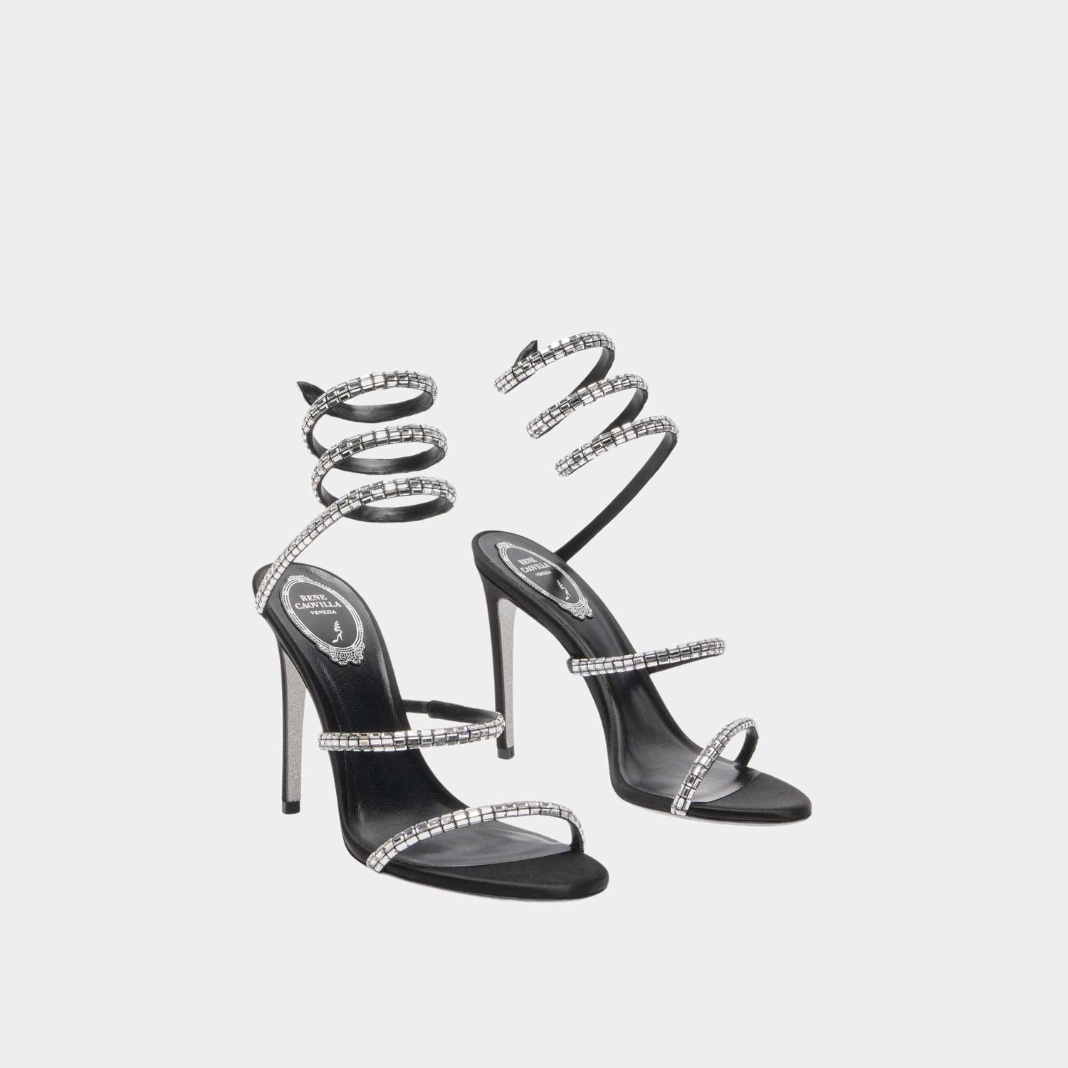 Cleo Black Sandal With Crystal Baguette 105