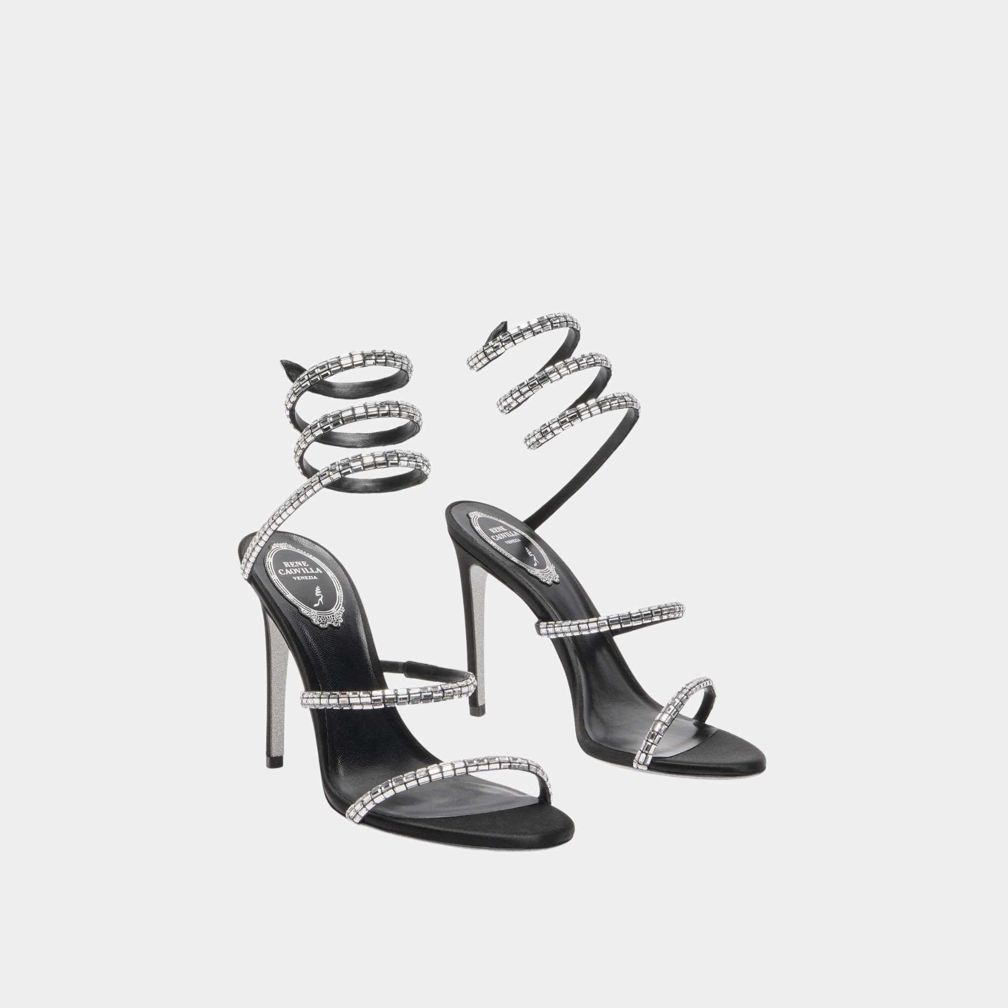 Cleo Black Sandal With Crystal Baguette 105