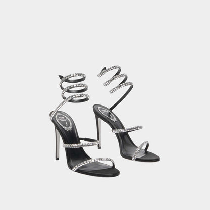 Cleo Black Sandal With Crystal Baguette 105