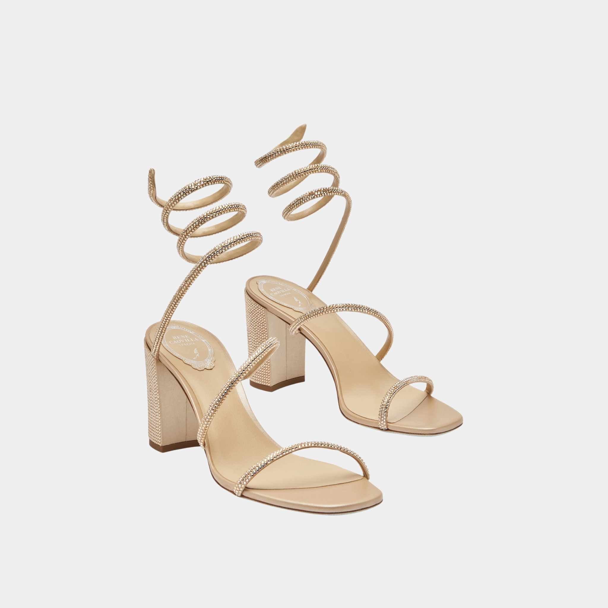 Cleo Block-Heeled Crystal Sandal 80