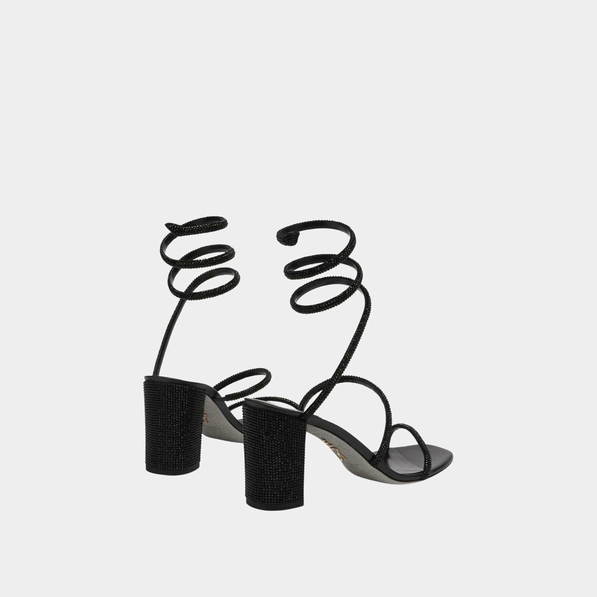Cleo Block-Heeled Crystal Sandal 80