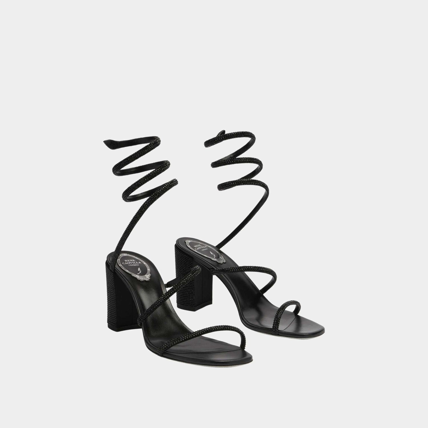 Cleo Block-Heeled Crystal Sandal 80