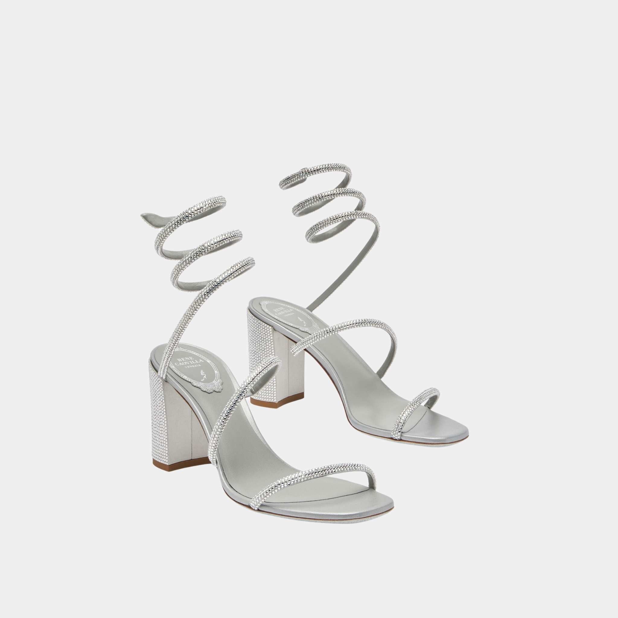 Cleo Block-Heeled Crystal Sandal 80