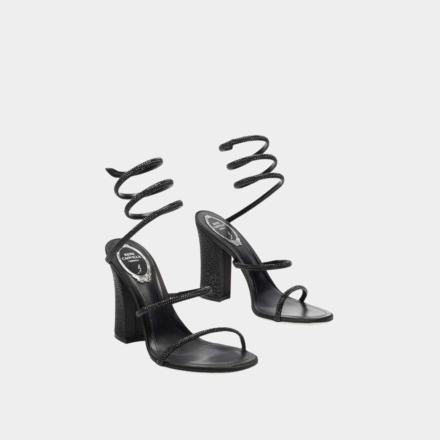 Cleo Total Black Sandal With Soul Heel 105