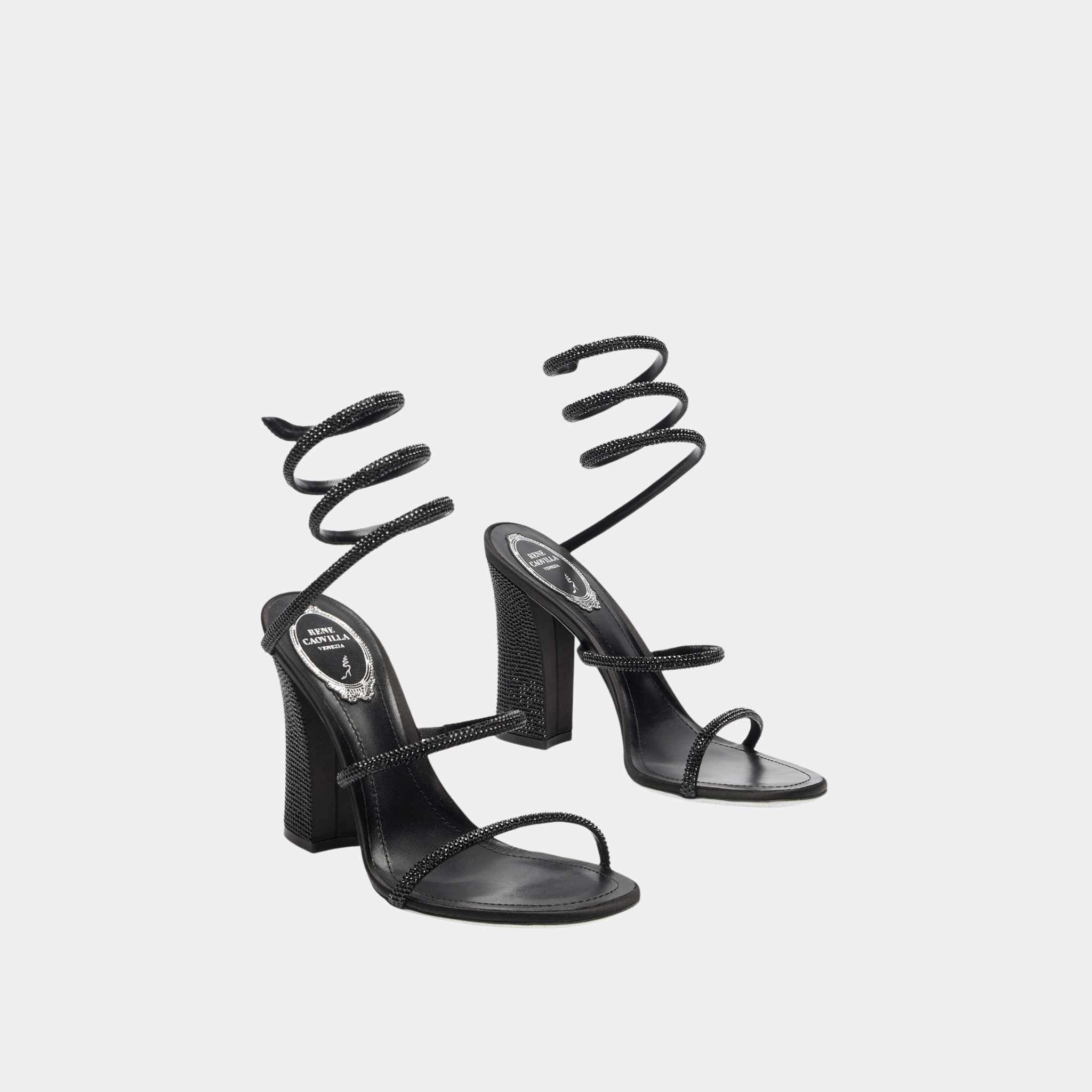 Cleo Total Black Sandal With Soul Heel 105