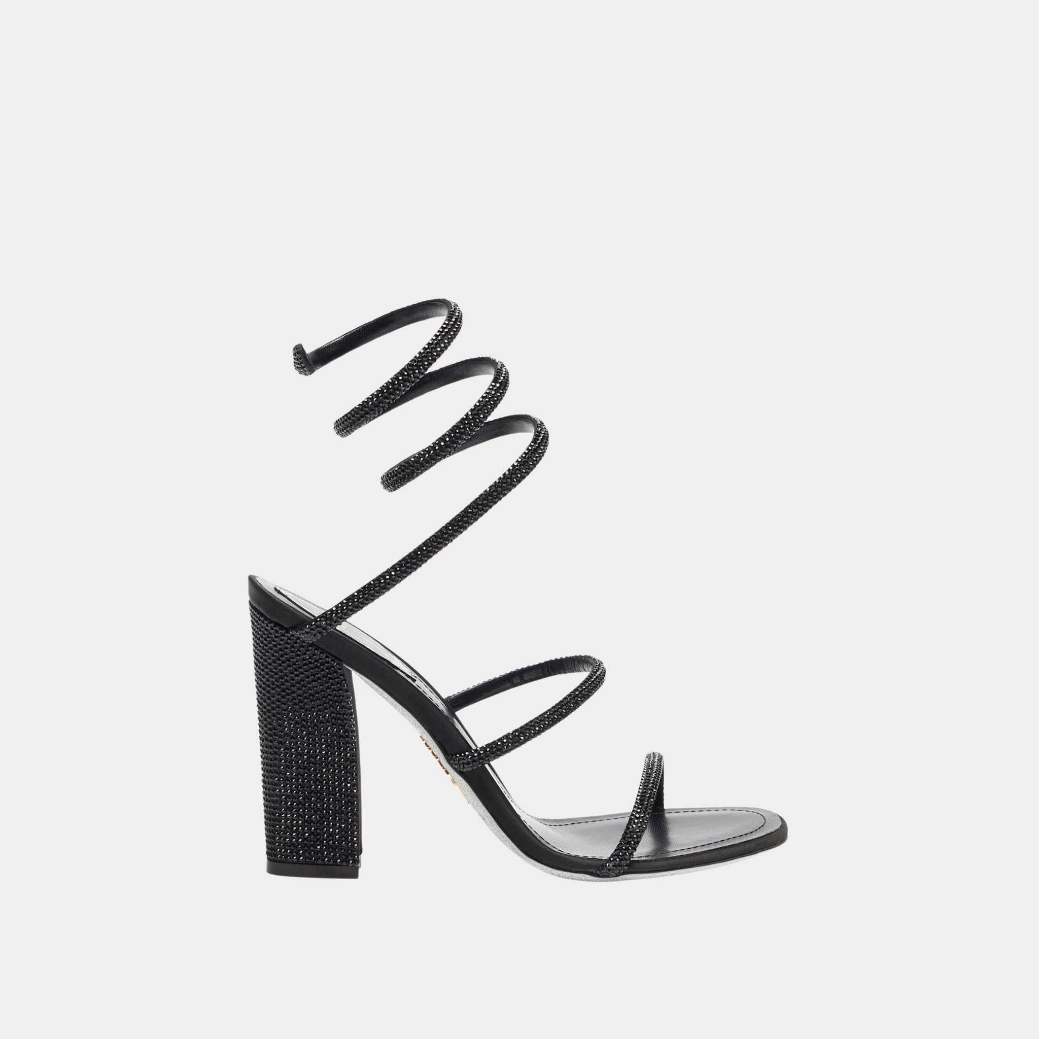 Cleo Total Black Sandal With Soul Heel 105