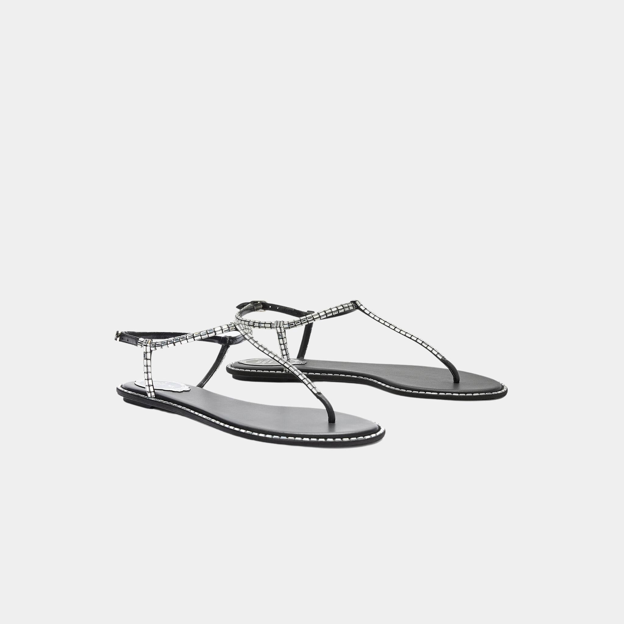 Diana Black Sandal With Crystal Baguette