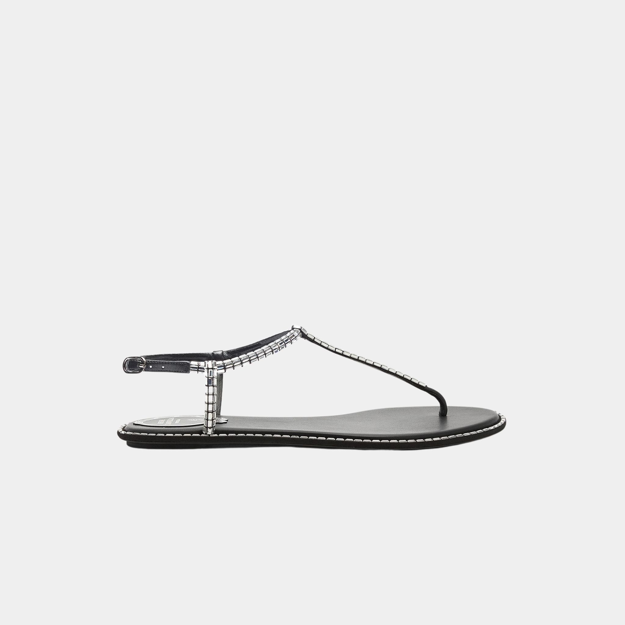Diana Black Sandal With Crystal Baguette