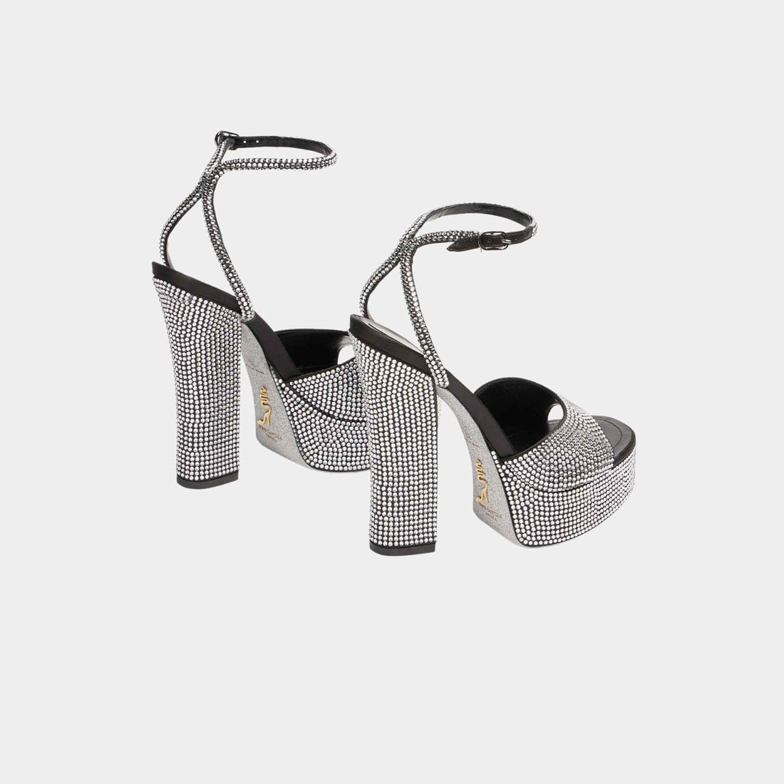 Helsa Black Platform Sandal With Crystals 140