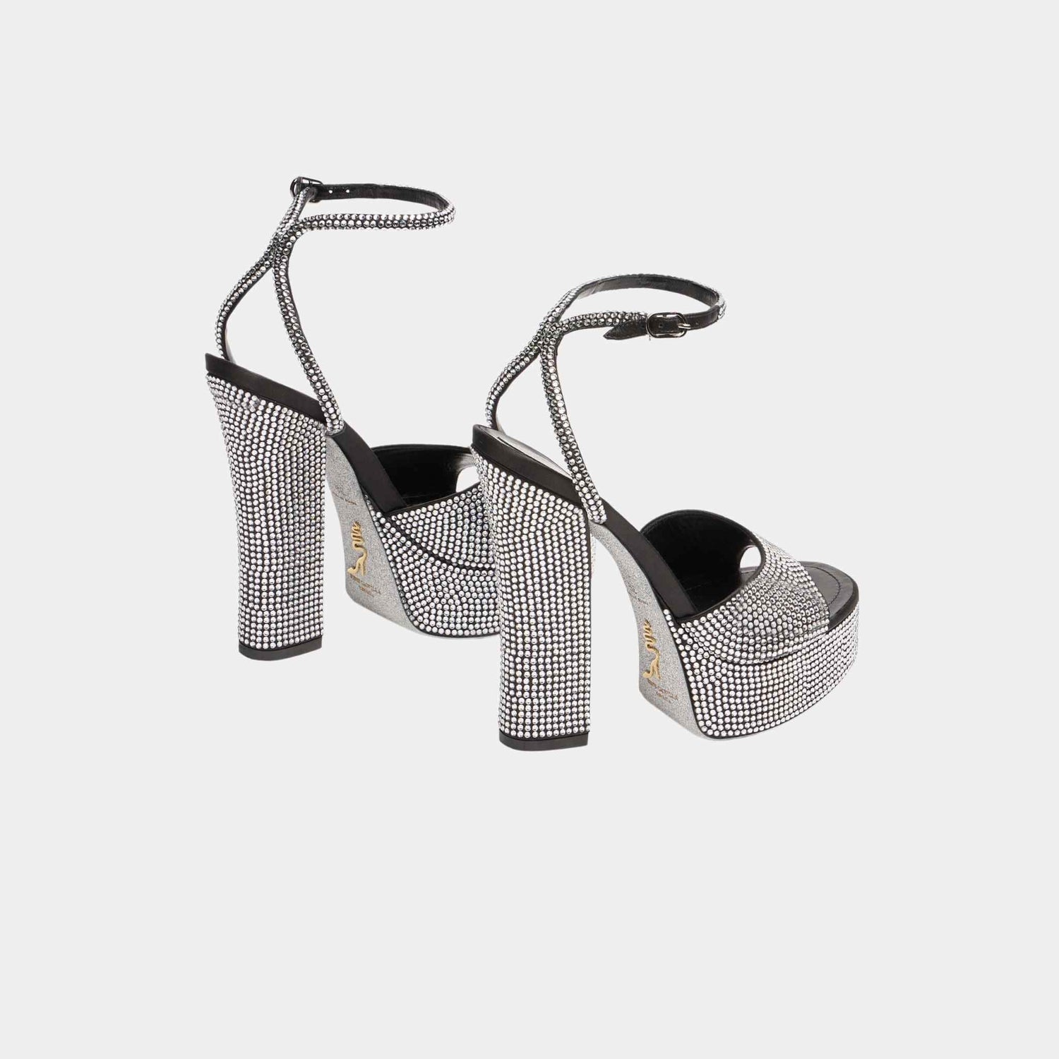Helsa Black Platform Sandal With Crystals 140