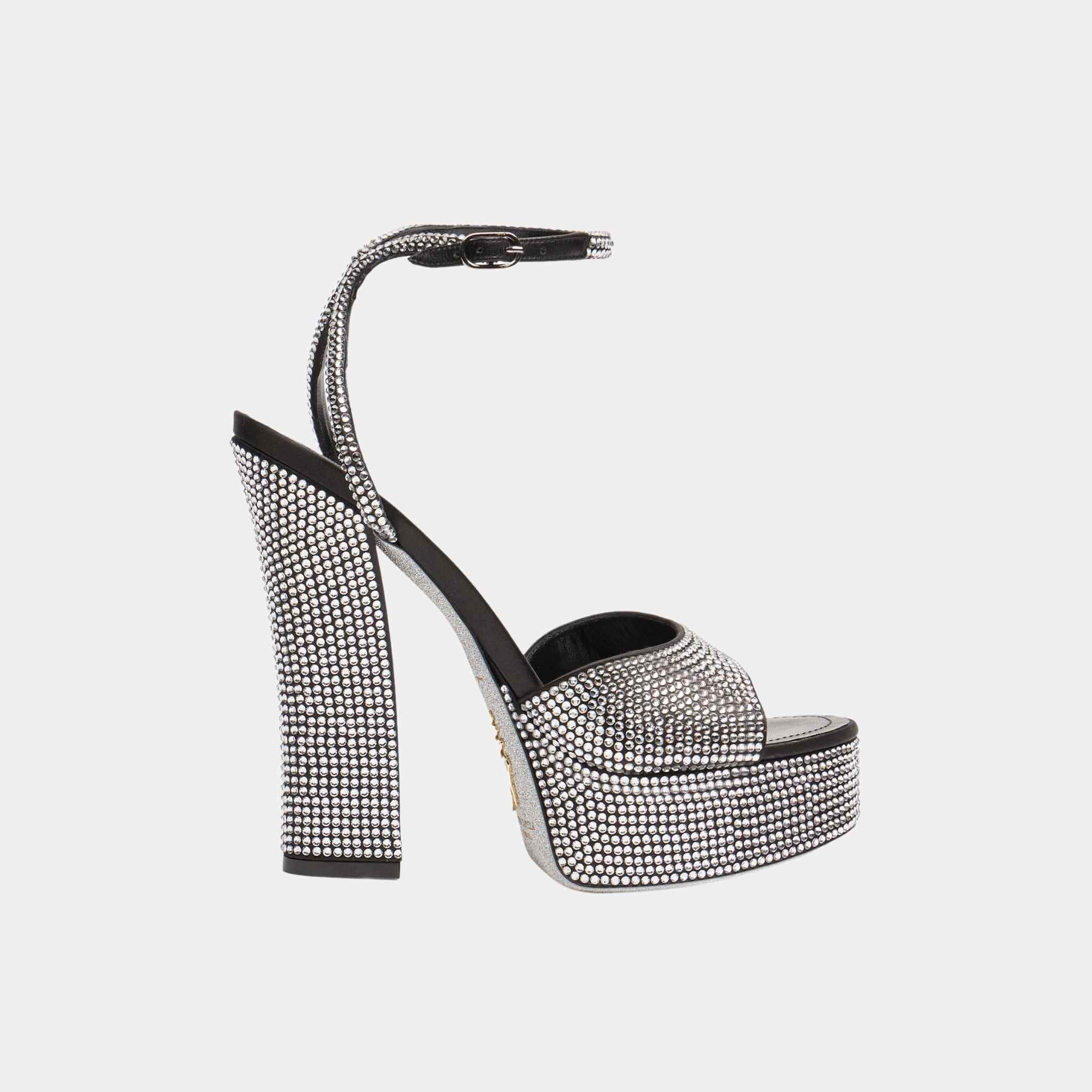 Helsa Black Platform Sandal With Crystals 140