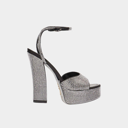 Helsa Black Platform Sandal With Crystals 140