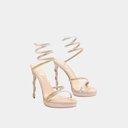 Margot Plateau Sandal With Gold And Silver Crystals 120
