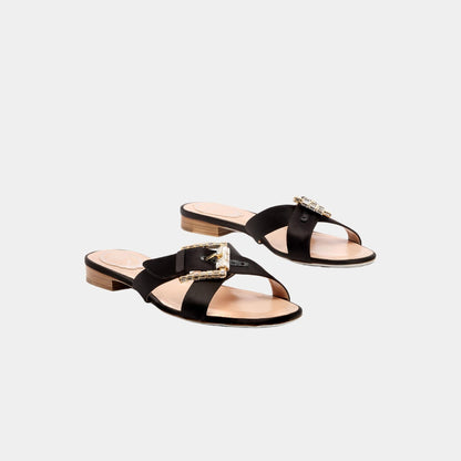 Martha Black Flat Sandal 10