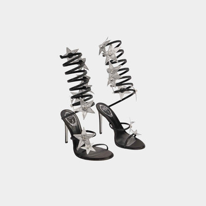 Super Cleo Star Black And Silver Sandal 105