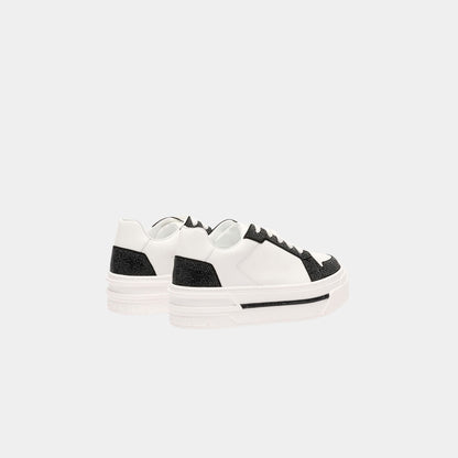 Xtra White-Black Sneaker With Crystals 50