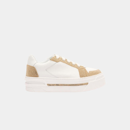 Xtra White-Gold Sneaker With Crystals 50