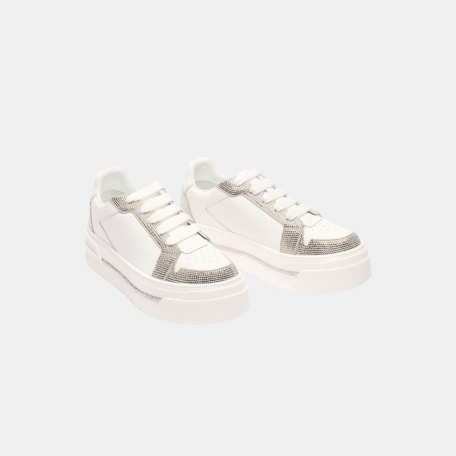 Xtra White-Silver Sneaker With Crystals 50