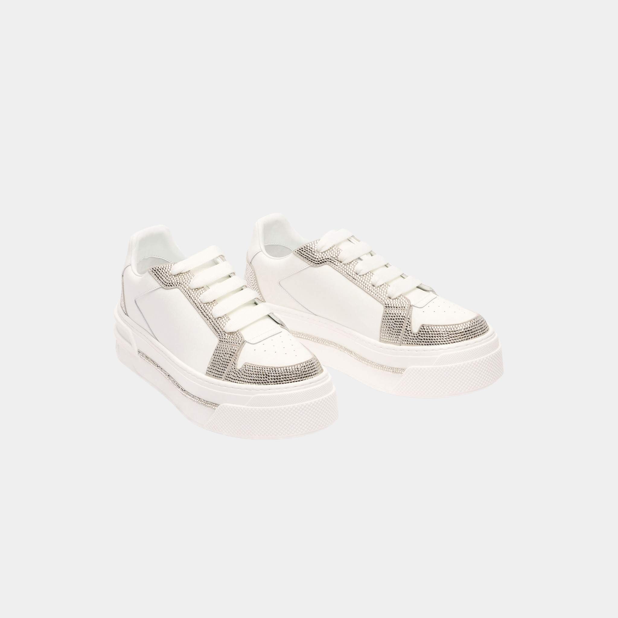 Xtra White-Silver Sneaker With Crystals 50