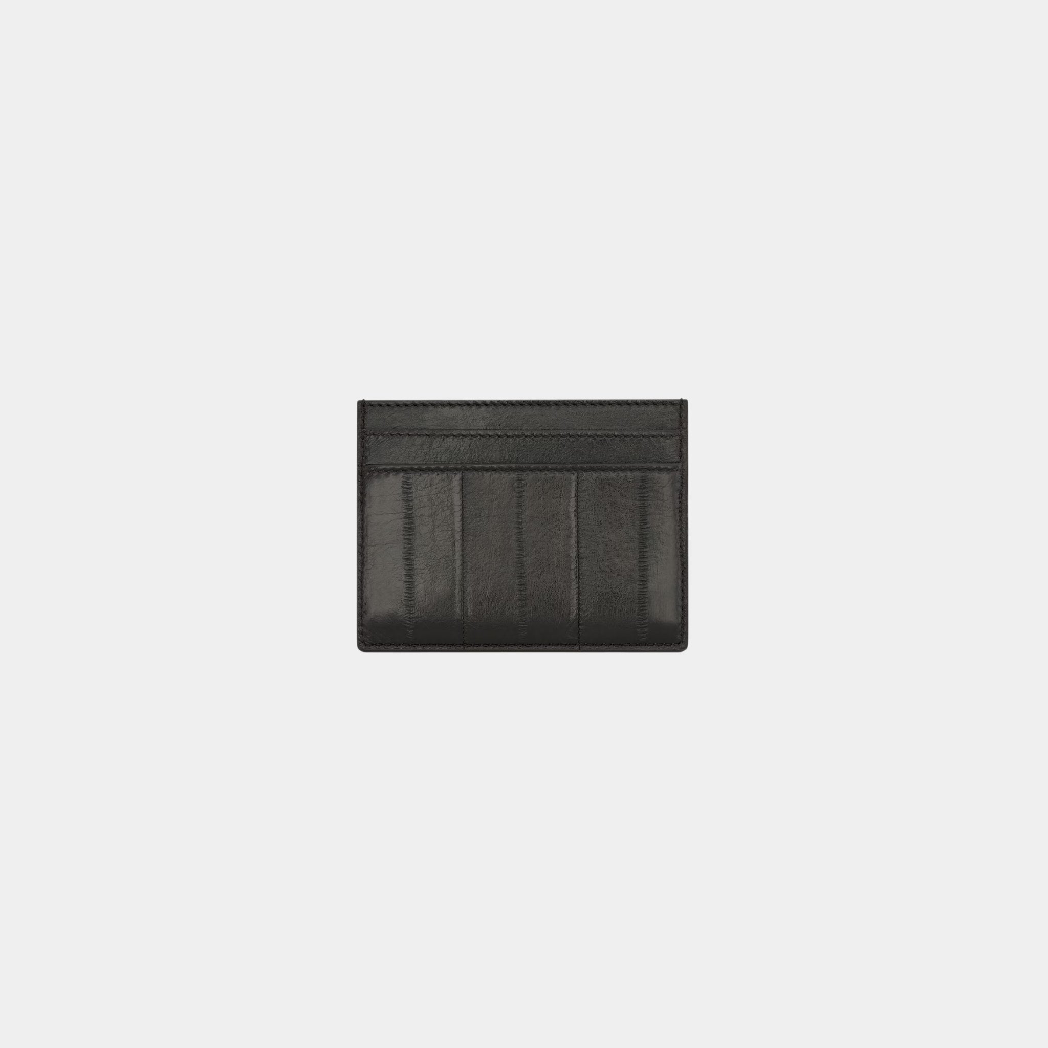 Saint Laurent Paris Card Case In Burnt Brown Eel
