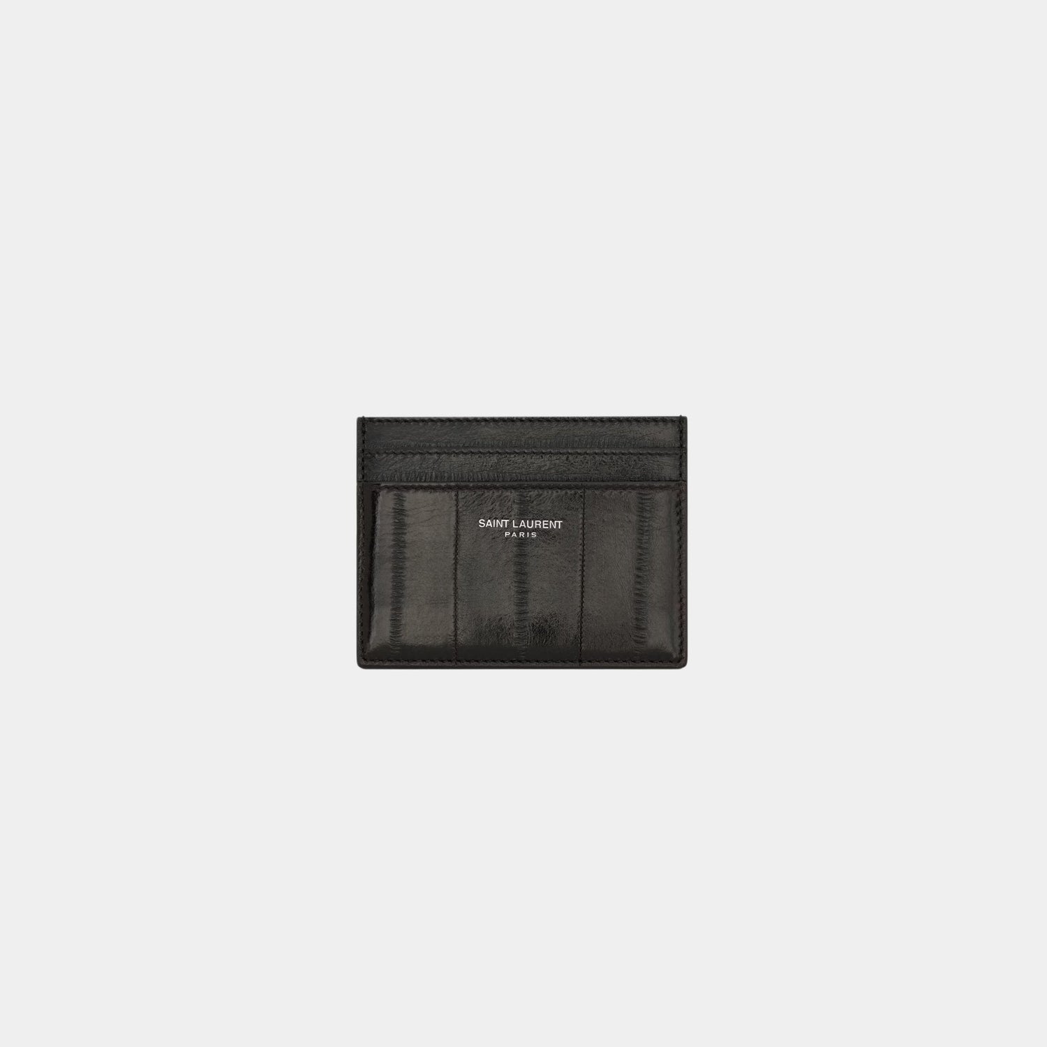 Saint Laurent Paris Card Case In Burnt Brown Eel